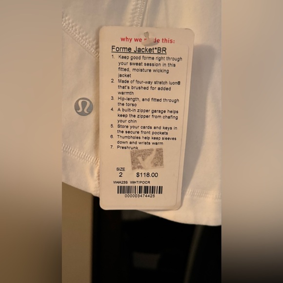 Lululemon Forme Jacket*BR Size 2 White - Picture 13 of 13